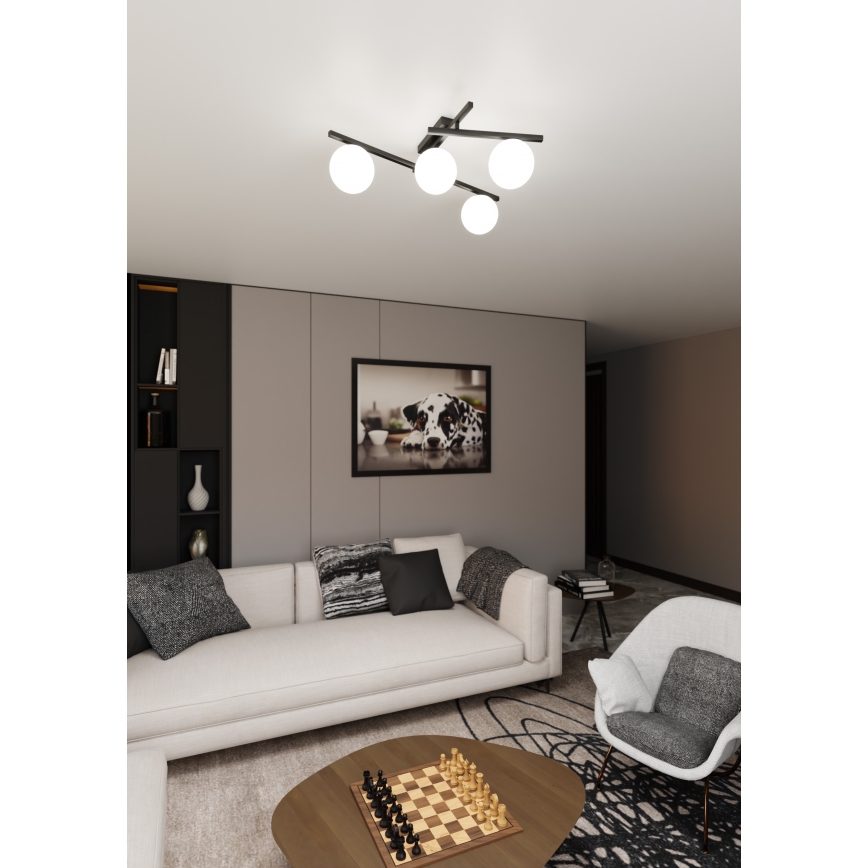 Plafón SMART 4xE14/10W/230V negro/blanco