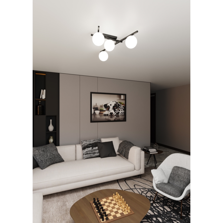 Plafón SMART 4xE14/10W/230V negro/blanco