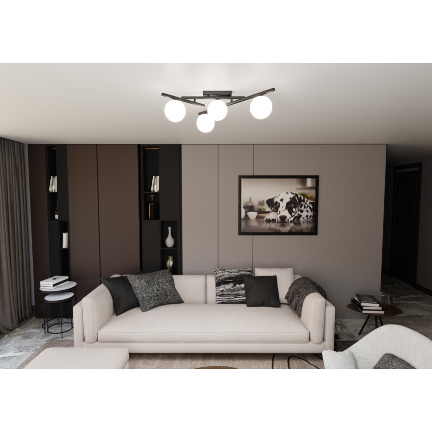 Plafón SMART 4xE14/10W/230V negro/blanco