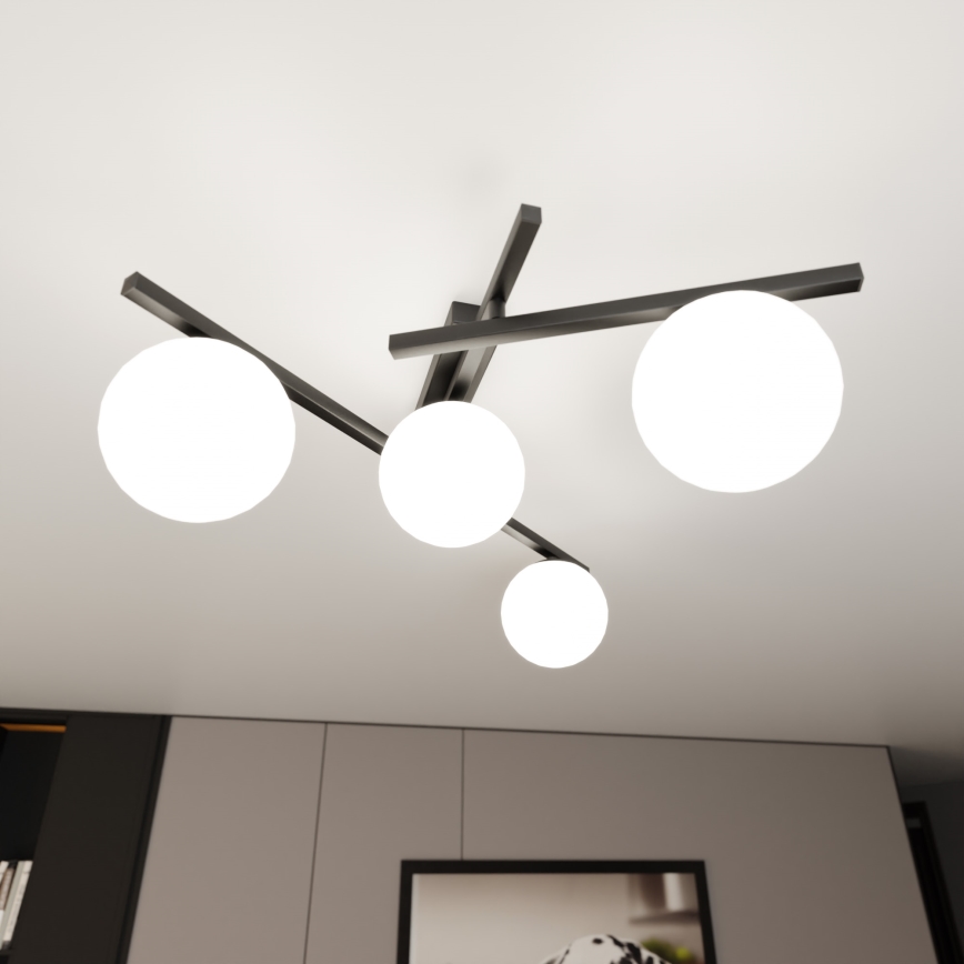Plafón SMART 4xE14/10W/230V negro/blanco