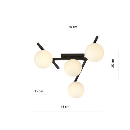 Plafón SMART 4xE14/10W/230V negro/blanco