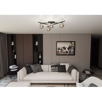 Plafón SMART 4xE14/10W/230V negro/gris