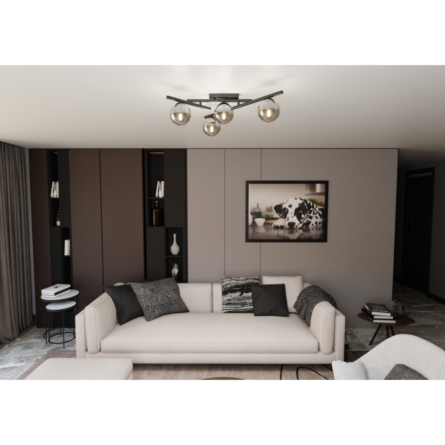 Plafón SMART 4xE14/10W/230V negro/gris