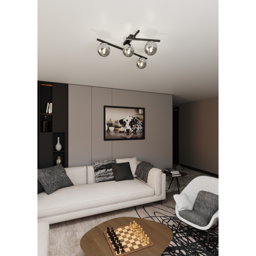 Plafón SMART 4xE14/10W/230V negro/gris
