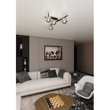 Plafón SMART 4xE14/10W/230V negro/gris