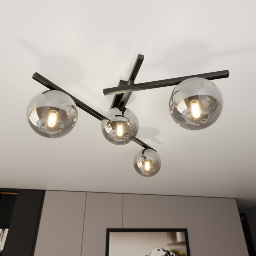 Plafón SMART 4xE14/10W/230V negro/gris