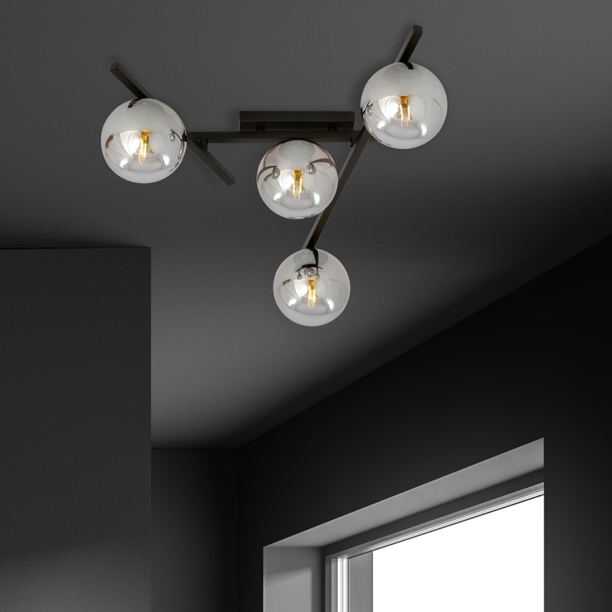 Plafón SMART 4xE14/10W/230V negro/gris