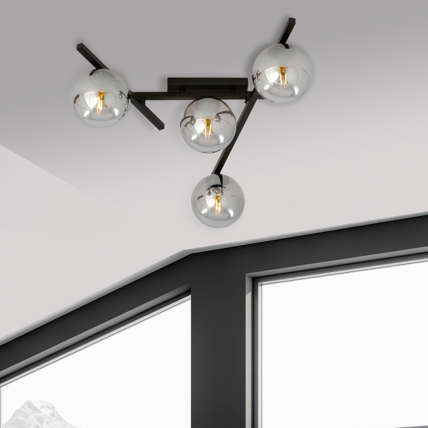 Plafón SMART 4xE14/10W/230V negro/gris