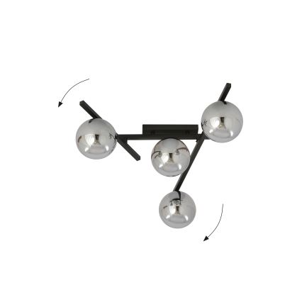 Plafón SMART 4xE14/10W/230V negro/gris