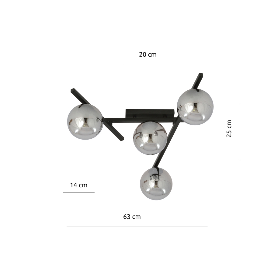 Plafón SMART 4xE14/10W/230V negro/gris