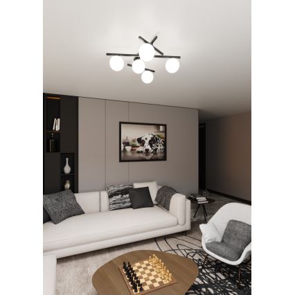 Plafón SMART 5xE14/10W/230V negro/blanco