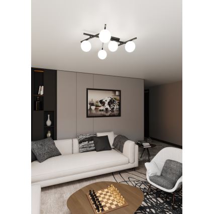 Plafón SMART 5xE14/10W/230V negro/blanco