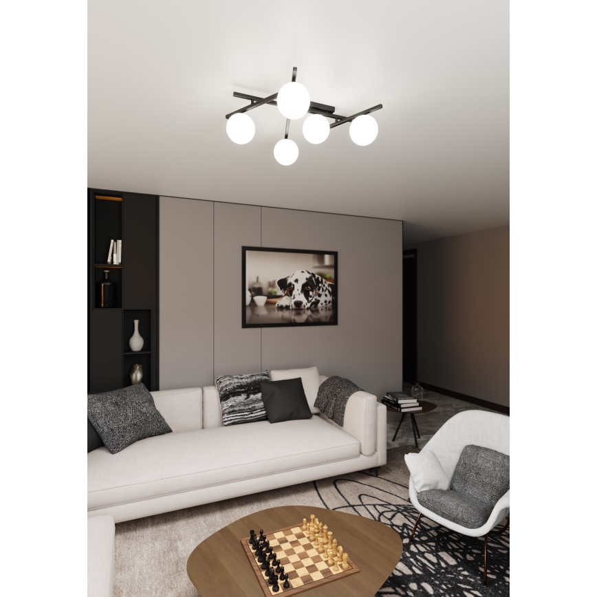 Plafón SMART 5xE14/10W/230V negro/blanco
