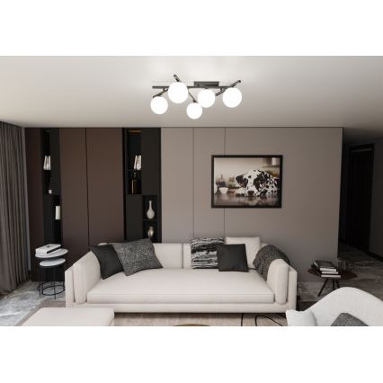 Plafón SMART 5xE14/10W/230V negro/blanco