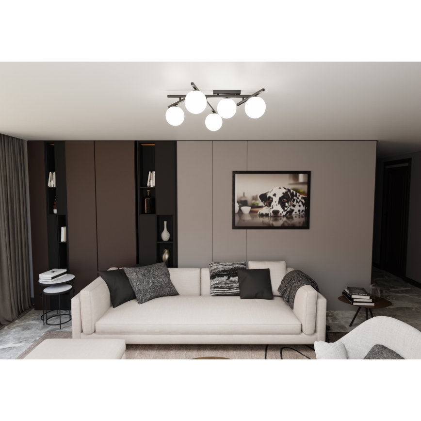 Plafón SMART 5xE14/10W/230V negro/blanco