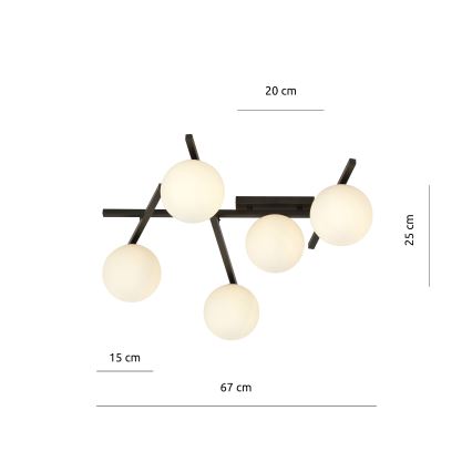 Plafón SMART 5xE14/10W/230V negro/blanco