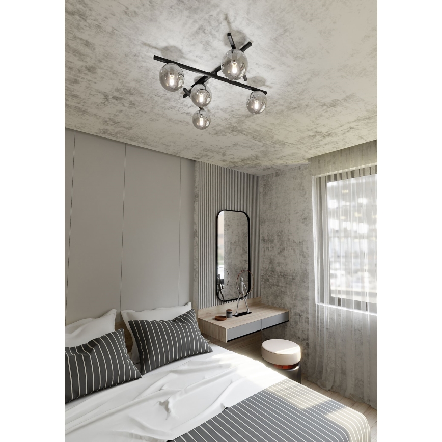Plafón SMART 5xE14/10W/230V negro/gris