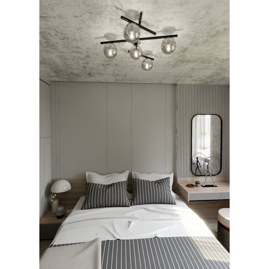 Plafón SMART 5xE14/10W/230V negro/gris