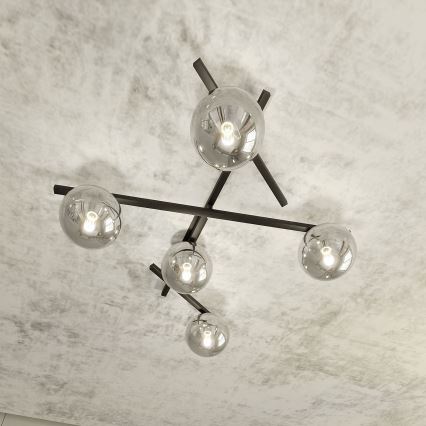 Plafón SMART 5xE14/10W/230V negro/gris