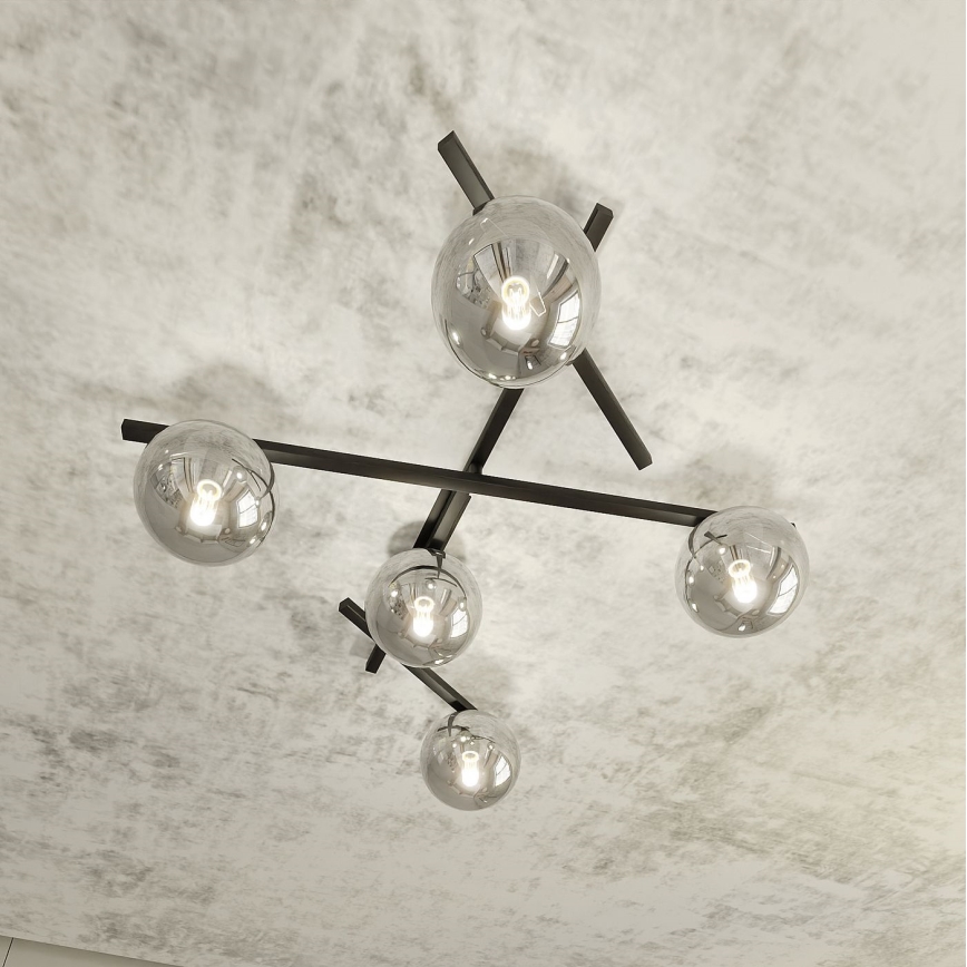 Plafón SMART 5xE14/10W/230V negro/gris