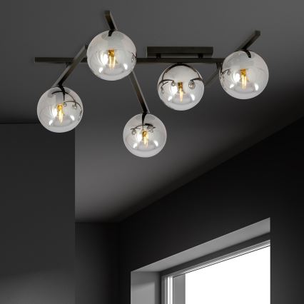 Plafón SMART 5xE14/10W/230V negro/gris