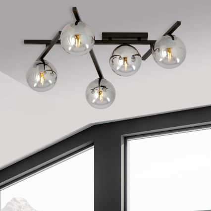 Plafón SMART 5xE14/10W/230V negro/gris