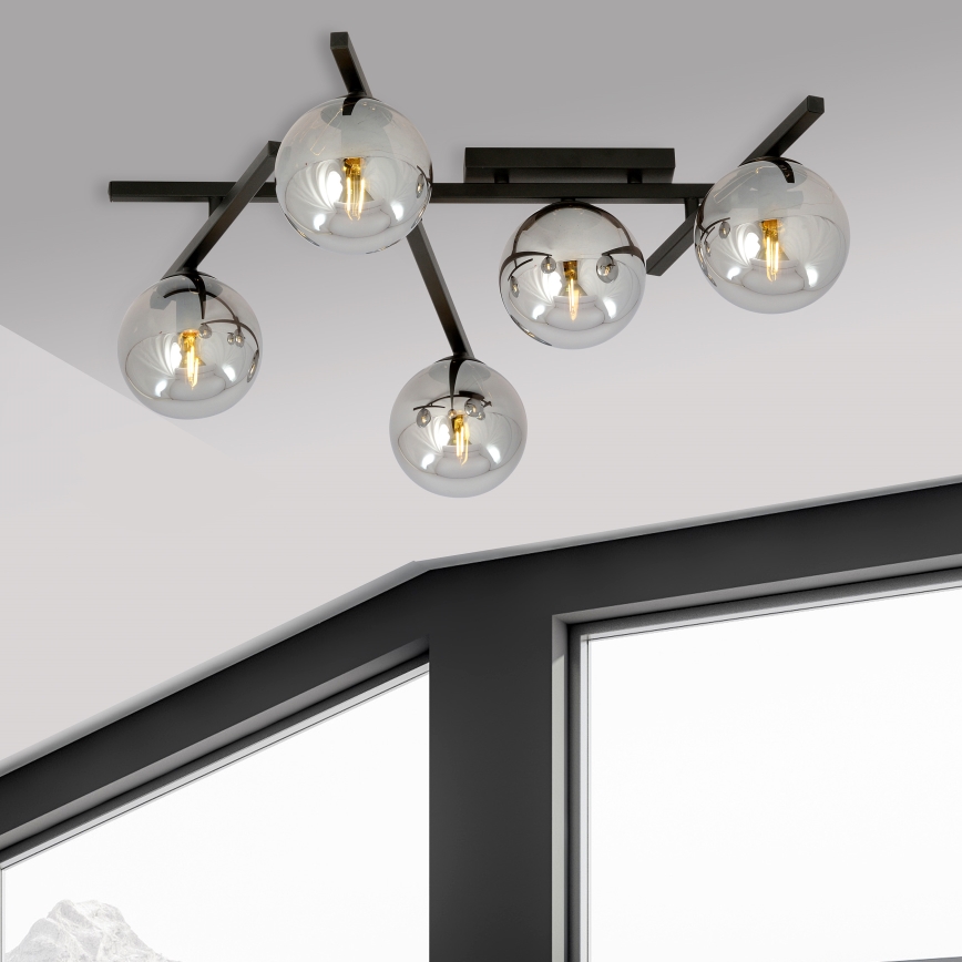 Plafón SMART 5xE14/10W/230V negro/gris