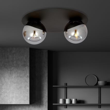 Plafón SOLAR 2xE14/10W/230V negro/gris