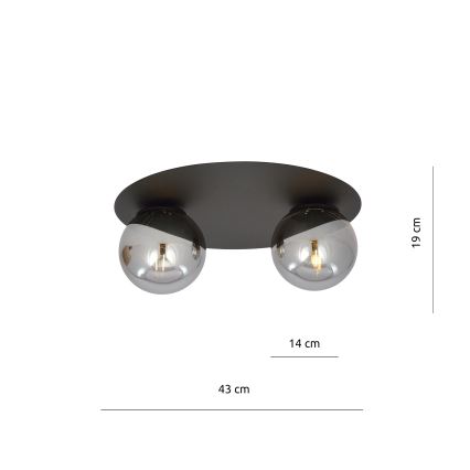 Plafón SOLAR 2xE14/10W/230V negro/gris