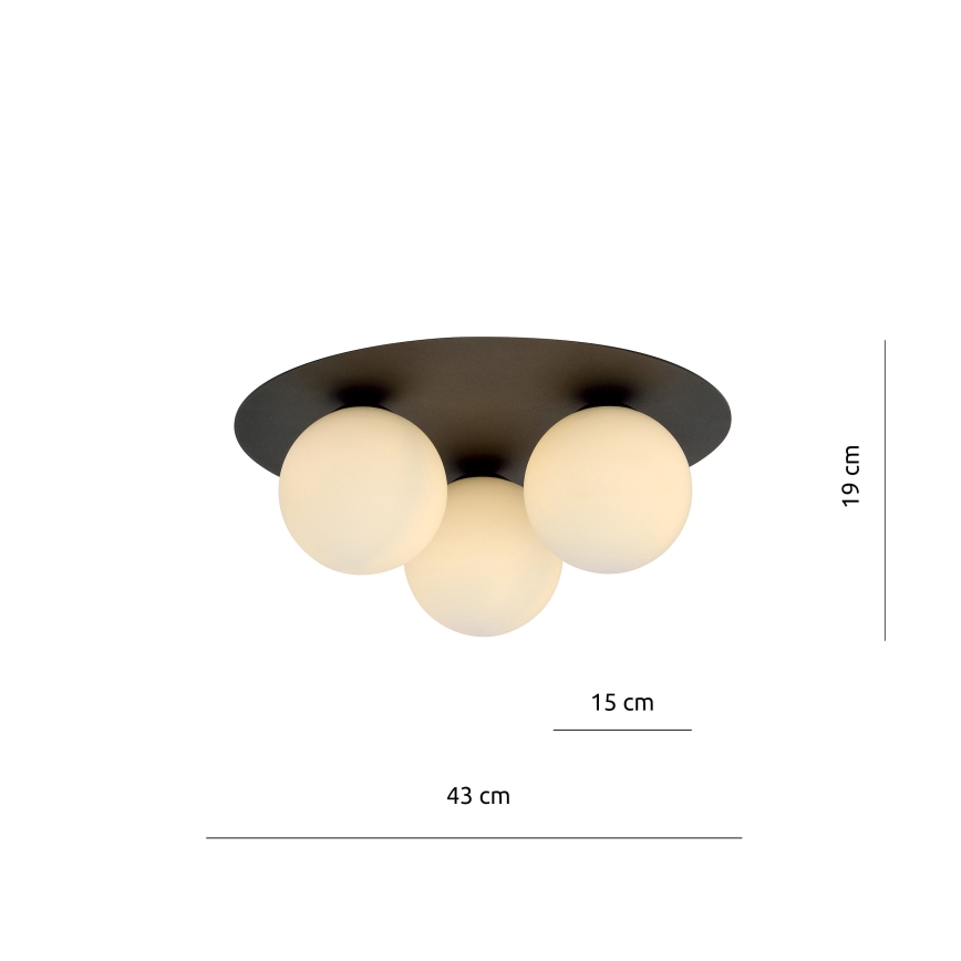 Plafón SOLAR 3xE14/10W/230V negro/blanco