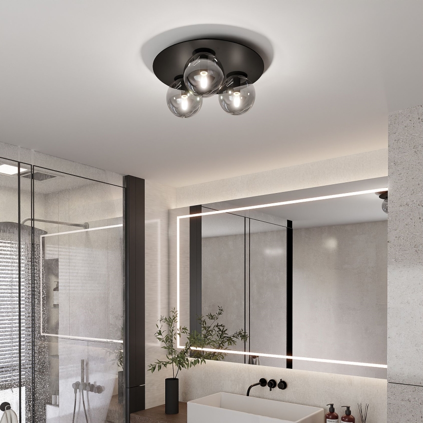 Plafón SOLAR 3xE14/10W/230V negro/gris