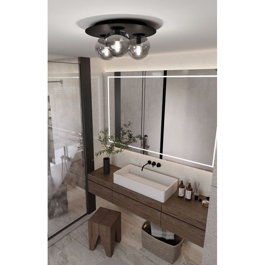 Plafón SOLAR 3xE14/10W/230V negro/gris