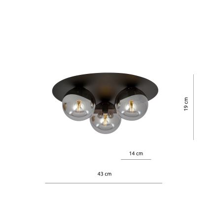 Plafón SOLAR 3xE14/10W/230V negro/gris