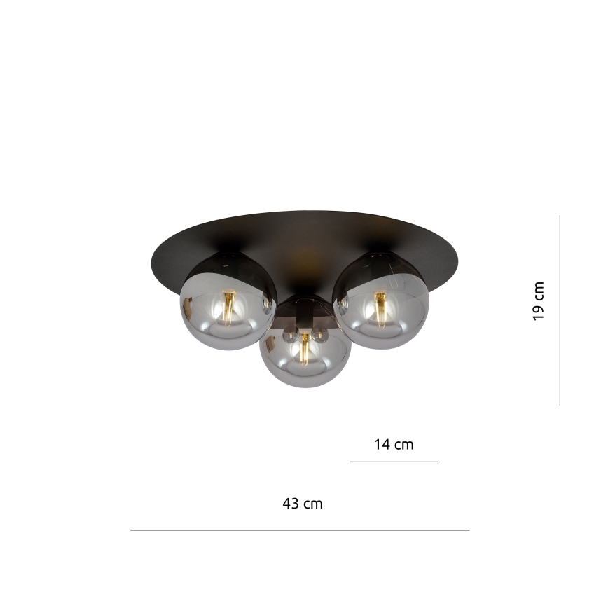 Plafón SOLAR 3xE14/10W/230V negro/gris