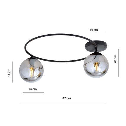 Plafón SOPRA 2xE14/10W/230V negro
