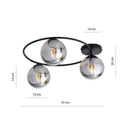 Plafón SOPRA 3xE14/10W/230V negro