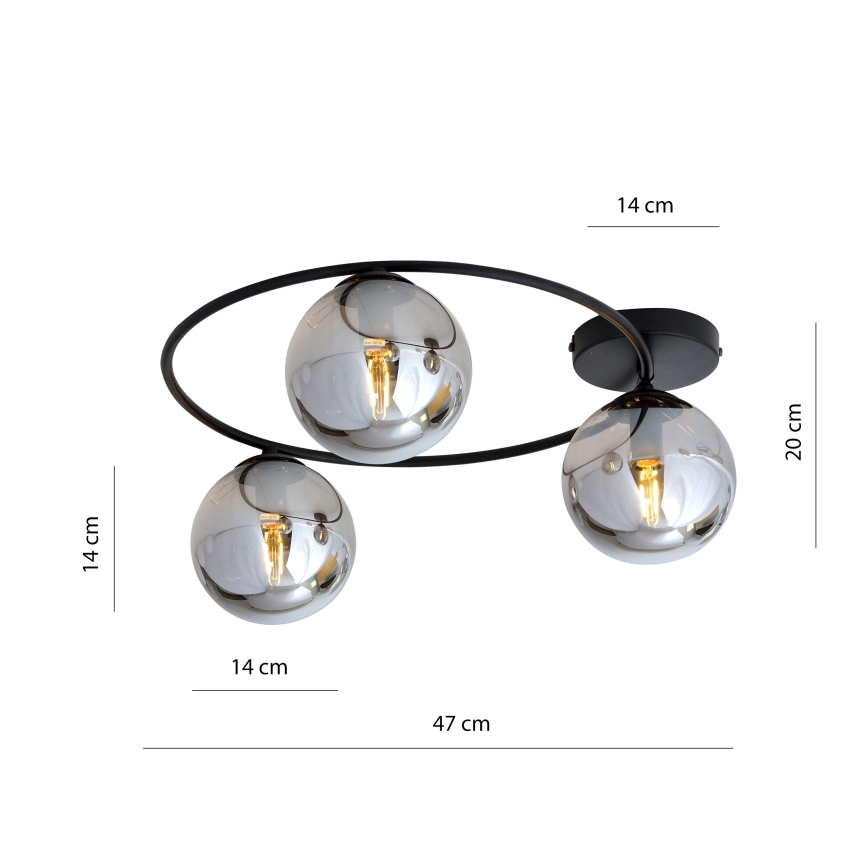 Plafón SOPRA 3xE14/10W/230V negro