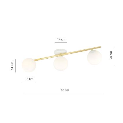 Plafón SPLENDI 3xE14/10W/230V blanco/dorado