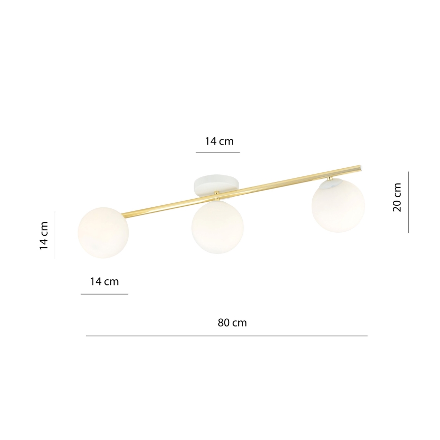 Plafón SPLENDI 3xE14/10W/230V blanco/dorado