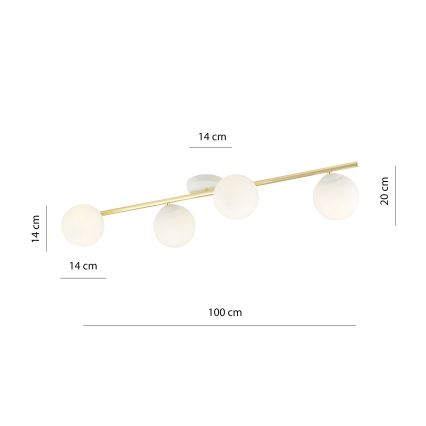 Plafón SPLENDI 4xE14/10W/230V blanco/dorado