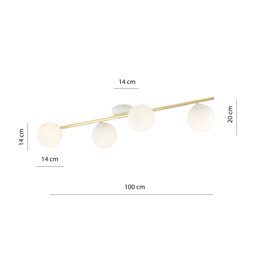 Plafón SPLENDI 4xE14/10W/230V blanco/dorado