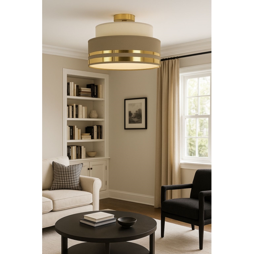 Plafón TAMI 1xE27/60W/230V beige/marrón/dorado