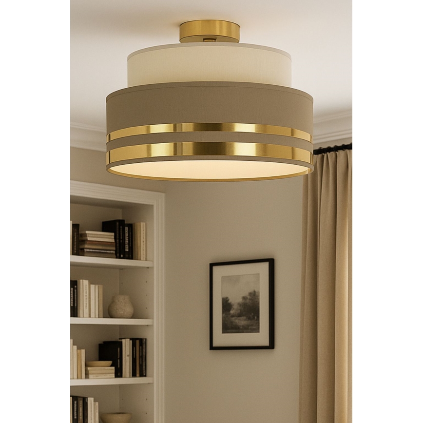 Plafón TAMI 1xE27/60W/230V beige/marrón/dorado