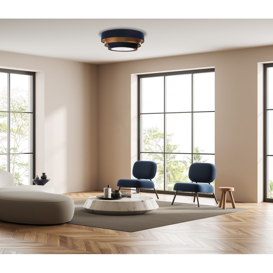 Plafón TRINITI 2xE27/60W/230V azul/dorado
