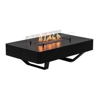 Planika - Chimenea de gas para exteriores 46x106 cm 10kW negro + funda protectora