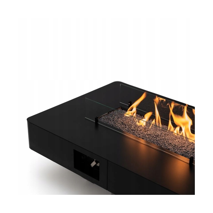 Planika - Chimenea de gas para exteriores 46x106 cm 10kW negro + funda protectora