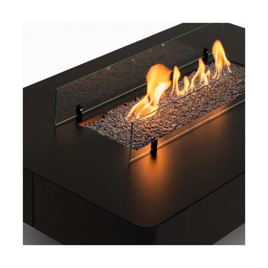 Planika - Chimenea de gas para exteriores 46x106 cm 10kW negro + funda protectora