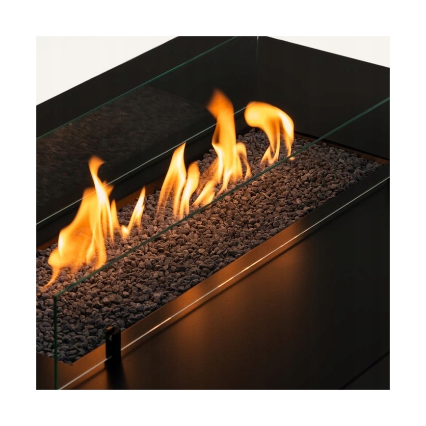 Planika - Chimenea de gas para exteriores 46x106 cm 10kW negro + funda protectora