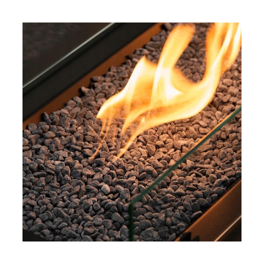 Planika - Chimenea de gas para exteriores 46x106 cm 10kW negro + funda protectora