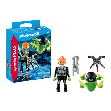 Playmobil - Juego de construcción para niños agente con un dron 12 piezas